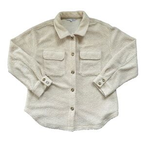 Baltic Born Cream Faux Shearling Fuzzy Button Down Shacket Size XL